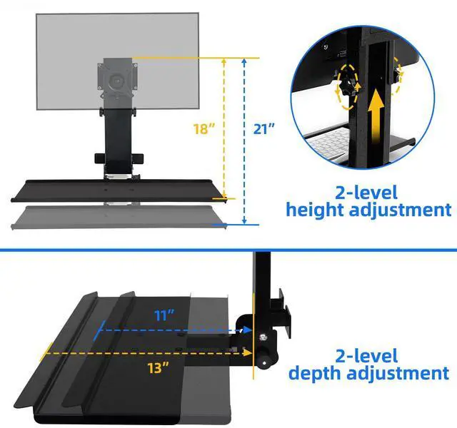Alt view image 3 of 5 - Monitor Wall Mount with Foldable Keyboard Tray for Mac mini/Small PCs Monitor and Keyboard Mount | 26" Curved Platform w/Mouse Space | Holds 17"-32" Screens