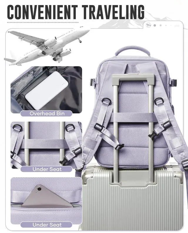 Alt view image 5 of 5 - Vacuum Backpack with Pump for Women Men, Compression Backpack for Travel, Vacpack for School Business Trip, Lightweight Airback Backpacks with Vacuum Seal, Carry On Bag for Airport( Purple Large)