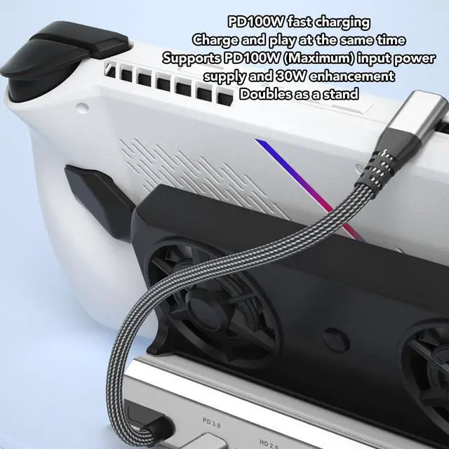 Alt view image 4 of 5 - 10 in 1 Steam Deck Docking Station, USB C Hub Deck Dock with 5Port USB 3.0 USB2.0, HDMI2.0 4K at 60Hz, 1000Mbps Gigabit Ethernet, Dual Fan,100W Charging for Valve