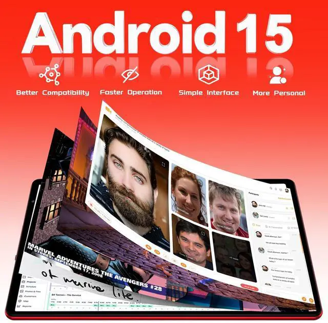 Alt view image 2 of 5 - SKYEGG Android 15 Tablet with Keyboard Mouse, 20GB RAM + 128GB ROM (Expand to 1TB), 10.1 Inch Octa-Core Tablets with WiFi 6, Dual Camera, 1280x800 IPS Display, 6000mAh Battery, Widevine L1 - Red