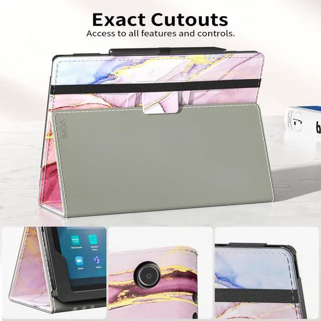 Alt view image 5 of 5 - VORI Case for Amazon Kindle Fire Max 11 Tablet (13th Generation, 2023 Release), Slim Folding Stand Folio Cover with Auto Wake/Sleep & Hand Strap for All-New Fire 11 Max Tablet, Rose Swirl