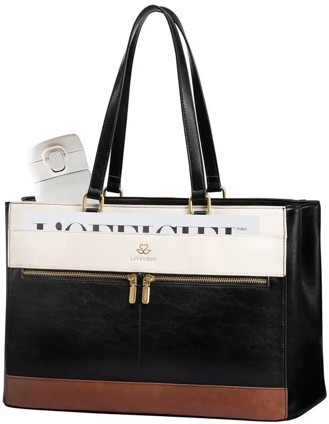 Main image of LOVEVOOK Laptop Bag for Women,15.6 Inch Vintage Work Tote Bags for Women,Leather Teacher Bag,Large Waterproof Handbags Womens Briefcase Computer Office Messenger