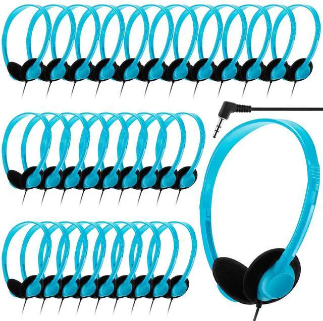 Main image of Yunsailing 30 Pack Class Set Headphones for Students Bulk School Headsets Earphones with 3.5mm Jack Classroom Must Haves Teacher Supplies for Adults Laptop Computer(Lake Blue)