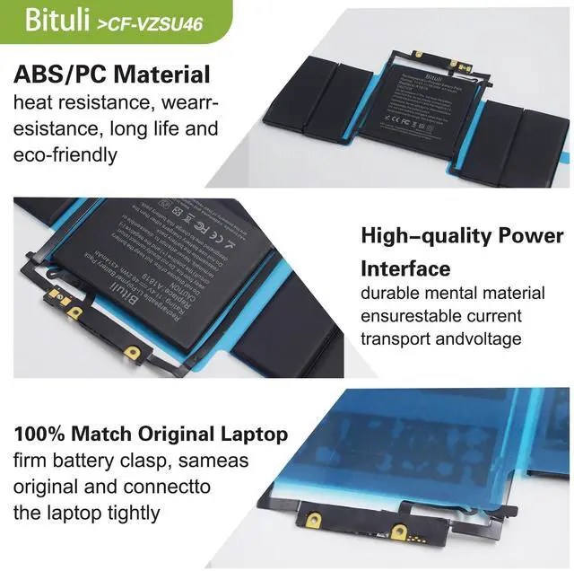 Alt view image 3 of 5 - Bituli A1706 A1819 Battery Replacement Laptop Battery Compatible with Mac Book Pro 13 inch [Late 2016 Year, Mid 2017 Year], EMC 3071 3163 [11.41V/4320mAh]