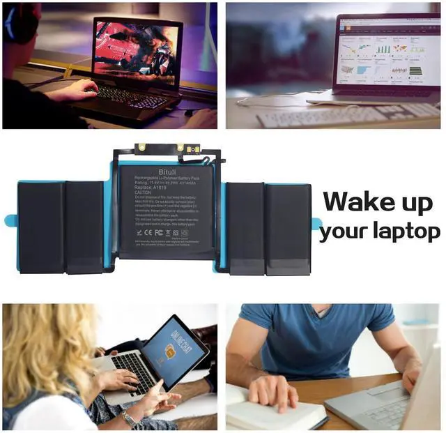 Alt view image 5 of 5 - Bituli A1706 A1819 Battery Replacement Laptop Battery Compatible with Mac Book Pro 13 inch [Late 2016 Year, Mid 2017 Year], EMC 3071 3163 [11.41V/4320mAh]