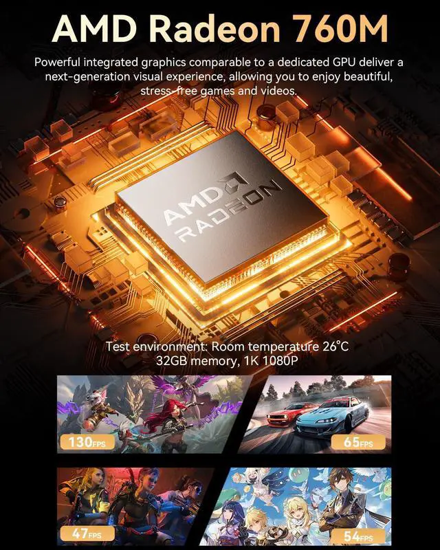 Alt view image 4 of 5 - GMKtec M6 Ultra Gaming Mini PC Ryzen 7640HS (Upgraded 6600H/ 6800U), 16GB RAM DDR5 1TB SSD Dual NIC LAN 2.5GbE Desktop Computers Office Home, Triple 4K Display, WiFi 6, USB4, BT 5.2, DP, HDMI 2.0