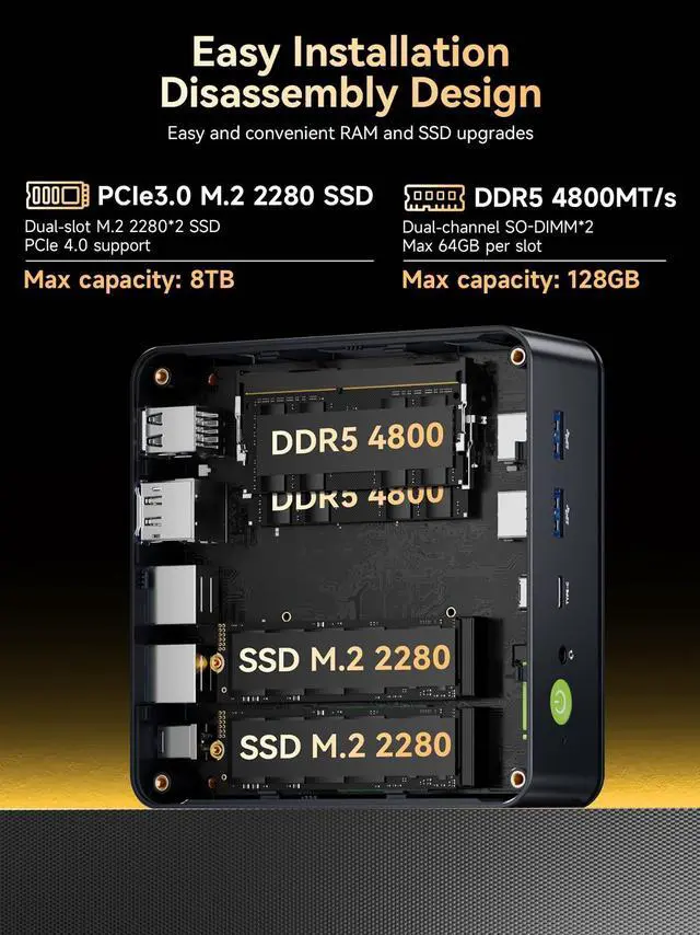 Alt view image 5 of 5 - GMKtec M6 Ultra Gaming Mini PC Ryzen 7640HS (Upgraded 6600H/ 6800U), 16GB RAM DDR5 1TB SSD Dual NIC LAN 2.5GbE Desktop Computers Office Home, Triple 4K Display, WiFi 6, USB4, BT 5.2, DP, HDMI 2.0