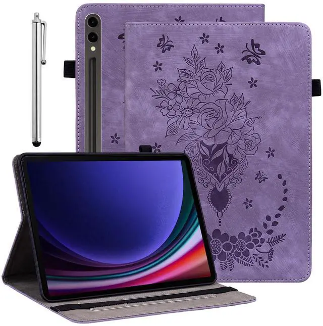 Main image of KEFBWAO Case for Samsung Galaxy Tab S10 Plus 2024/S9 Plus 2023/S7 FE 2021 12.4 Inch, Multi-Angle Flip PU Leather Protective Cover with Stylus Holder, Purple