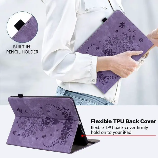 Alt view image 5 of 5 - KEFBWAO Case for Samsung Galaxy Tab S10 Plus 2024/S9 Plus 2023/S7 FE 2021 12.4 Inch, Multi-Angle Flip PU Leather Protective Cover with Stylus Holder, Purple
