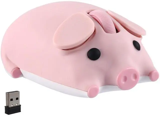 Main image of Wireless Bluetooth Mouse Cute Animal Pig Shape 2.4G & Bluetooth Dual Mode Computer Mice with USB Receiver Portable Compact 1200DPI Optical Cordless Mouse for Laptop iPad PC Chromebook Kids Gift (Pink)