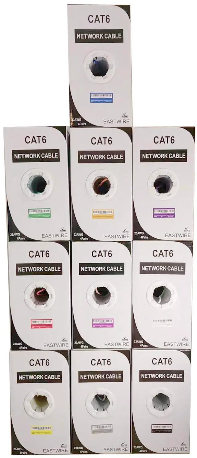 Alt view image 3 of 5 - 10 Colors to Choose from-Blue Jacket1000ft Pull Box Category Cable, LAN Cable, Network Cable, CAT6 Solid Bulk Ethernet Cable, 23AWG 4 Pair, Unshielded Twisted Pair (UTP),DSX-8000 Certified,550MHz