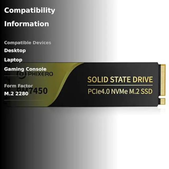 Alt view image 2 of 5 - PHIXERO PM7450 1TB NVME SSD, PCIe Gen4x4,M.2 2280 NVMe Internal Gaming SSD Read Speeds Up to 6600 MB/s, QLC, Graphene Heat-Dissipation, for Laptop,Desktop and PS5.