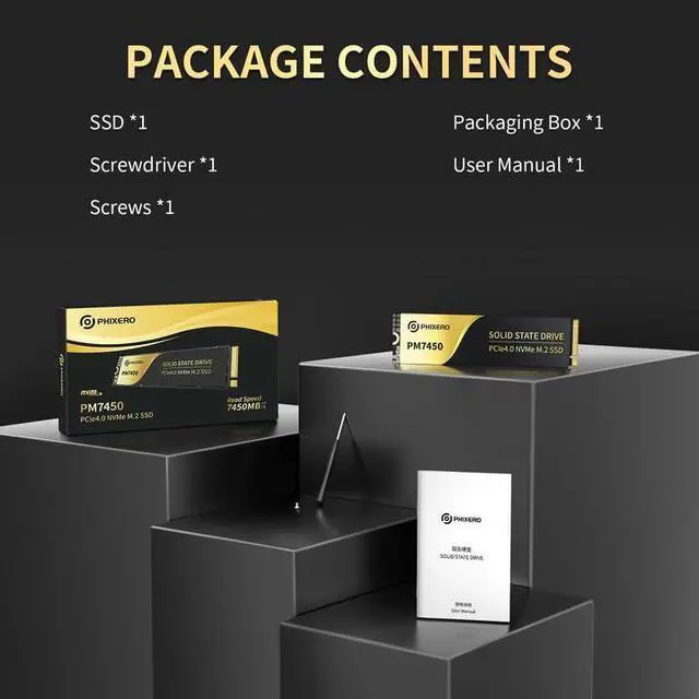 Alt view image 5 of 5 - PHIXERO PM7450 1TB NVME SSD, PCIe Gen4x4,M.2 2280 NVMe Internal Gaming SSD Read Speeds Up to 6600 MB/s, QLC, Graphene Heat-Dissipation, for Laptop,Desktop and PS5.