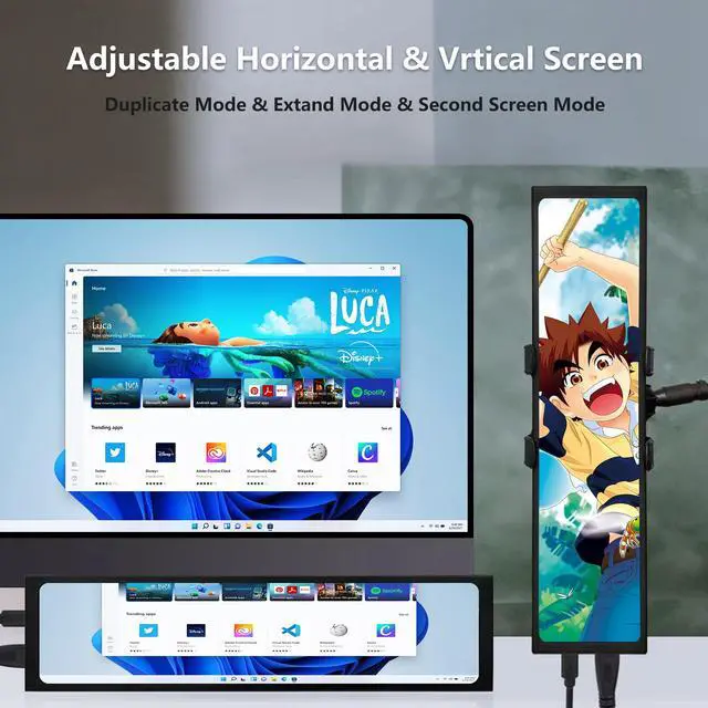 Alt view image 3 of 5 - ZHAOCAILIN 11.3 Inch Mini Monitor - FHD IPS1920x440 LCD Display, Computer Secondary Screen, CPU Temp Monitors with Casing for PC Case Temp Windows Aida64 CPU GPU Monitor