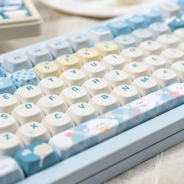 Alt view image 3 of 5 - 134keys Cute Keyboard Keycap PBT Blue Keycaps 60 65 75 100 Percent, MOA Profile Dye-Sublimation Custom Keycap for Cherry Gateron MX Swithes Mechanical Keyboards