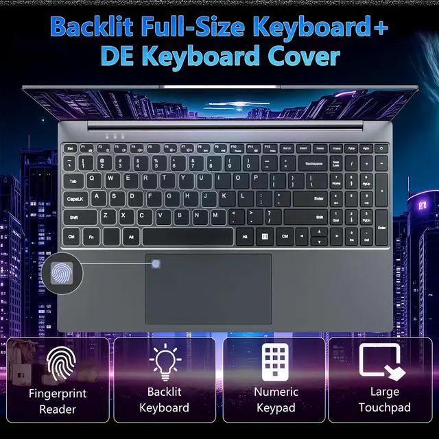 Alt view image 5 of 5 - AVENKA Gaming Laptop, 15.6 Inch Laptop Computer with N150 Processor(up to 3.6GHz), 16GB RAM 1TB SSD,Backlit Keyboard, FHD 1920 * 1080,WiFi 5,BT 4.2,Fingerprint Unlocking,Win 11 Pro,laptops for Gaming