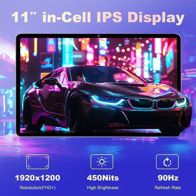 Alt view image 2 of 5 - LincPlus M11 Tablet 11" Android 14 | 12GB RAM + 128GB (Expandable to 2TB) | Helio G99 | 90Hz IPS Display | 8100mAh Battery | 4 Speakers | Widevine L1 | GMS Certified  for Work, Gaming & Streaming