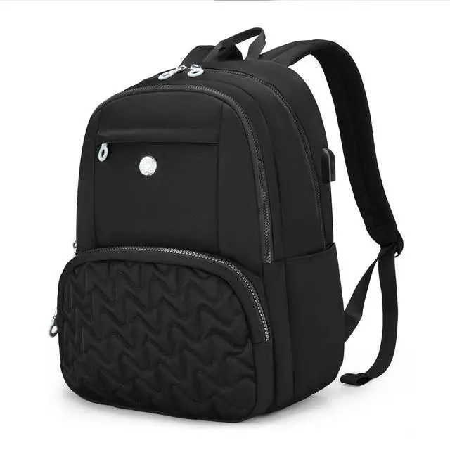 Main image of Swissdigital Design Travel Backpack for Women, Black Simple Laptop College Modern Backpacks for School with USB Charging Port for Womens Girls | FOUNEX