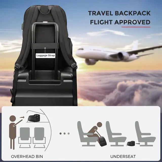 Alt view image 4 of 5 - Swissdigital Design Travel Backpack for Women, Black Simple Laptop College Modern Backpacks for School with USB Charging Port for Womens Girls | FOUNEX