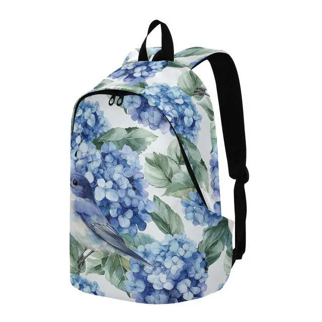 Alt view image 3 of 5 - ALAZA Blue Hydrangea Flowers Bird Backpack Laptop Notebook Bag College Bag Bookbag Casual Travel Trip Daypack for Women Men Fits 15.6 Laptop