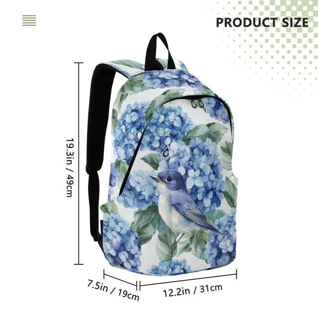 Alt view image 4 of 5 - ALAZA Blue Hydrangea Flowers Bird Backpack Laptop Notebook Bag College Bag Bookbag Casual Travel Trip Daypack for Women Men Fits 15.6 Laptop