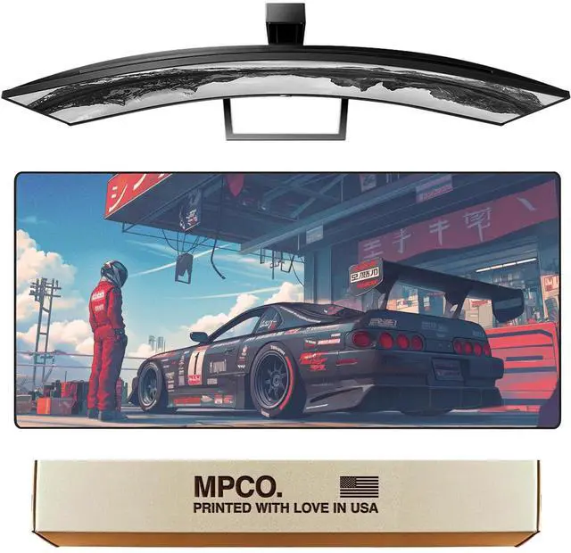 Main image of MPCO. Manga Motors Large Gaming Desk Pad - 36" x 17" Aeroglyde Fabric Sanjis-Supra Desk Mats - Non-Slip, Washable, Smooth Glide for Precision Gaming & Work
