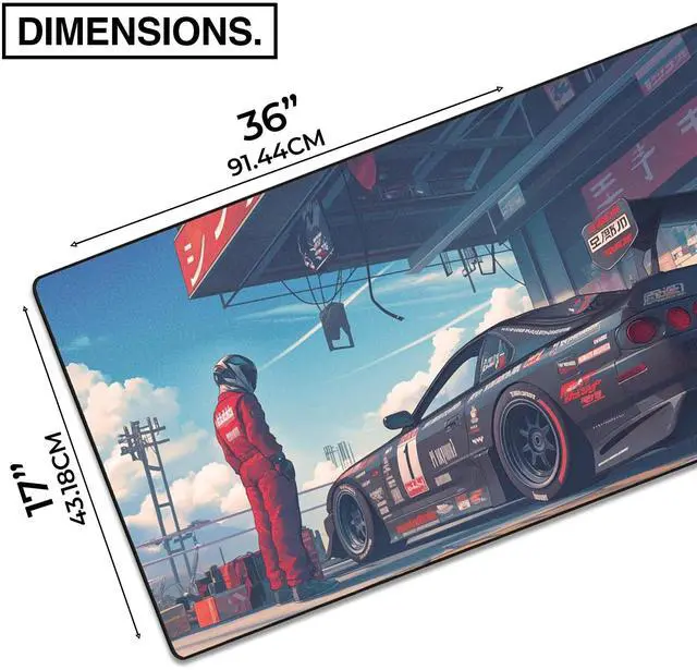 Alt view image 2 of 5 - MPCO. Manga Motors Large Gaming Desk Pad - 36" x 17" Aeroglyde Fabric Sanjis-Supra Desk Mats - Non-Slip, Washable, Smooth Glide for Precision Gaming & Work