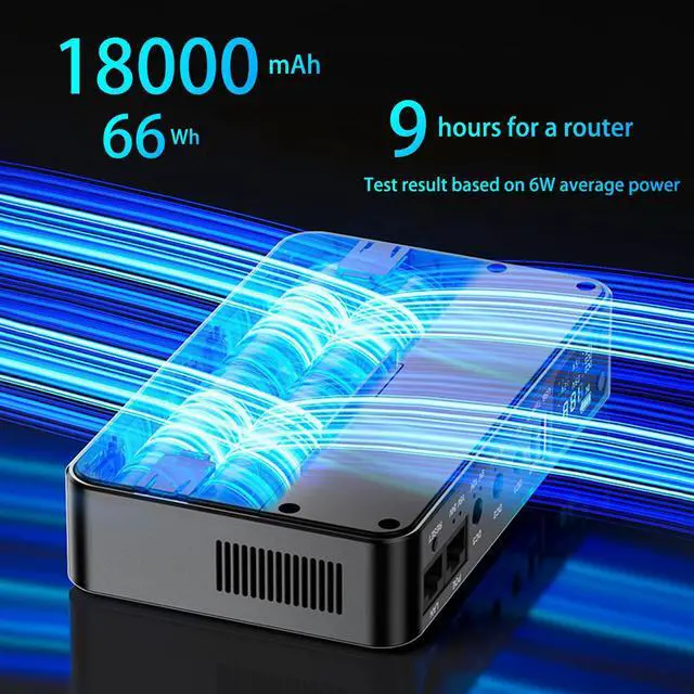 Alt view image 2 of 5 - Yuuki Power Mini UPS for Router CCTV 18000mAh(66Wh) 12V/2A DC UPS Battery Backup USB 5V/3.6A