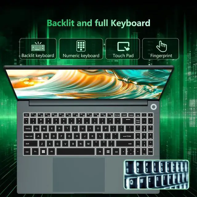 Alt view image 4 of 5 - 15.6 inch Gaming Laptop,with 16GB RAM,512GB SSD,R5 7520H Processor (Up to 4.2GHz), 1920 x 1080 Display, Wi-Fi 5, Bluetooth 4.2, HDMI Port x1,90hz for screen,A/D Metal shell,Backlit Keyboard,Win11 Pro