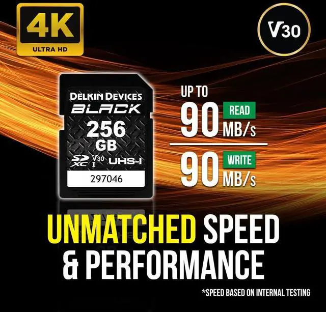 Alt view image 3 of 4 - Delkin Devices Black Rugged SDHC Memory Card, UHS-I, C10, U3, V30, Full HD & 4K Video, Up to 90MB/s Read, 90MB/s Write (256GB)