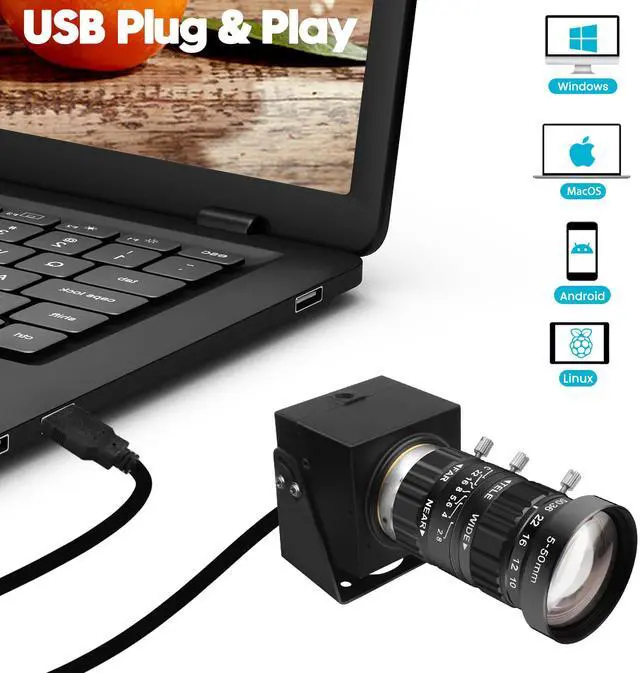 Alt view image 5 of 5 - SVPRO 12MP USB Camera with 5-50mm Telephoto Lens, 10X Optical Zoom Manual Webcam 1080P 120fps High Speed UVC Macro Camera for PC/Mac/Linux/Android (12MP Industrial-Grade Professional Variable Lens)