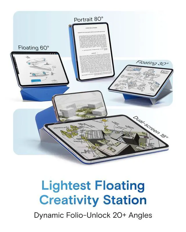 Alt view image 3 of 5 - MOFT Dynamic Folio Case for iPad Air 11-inch (M3 2025 / M2 2024) & iPad Air 10.9-inch 5th 4th Generation 2022 2020, Silm Magnetic Stand Case with 20+ Viewing Angles, Auto Wake/Sleep, Cement x Sapphire