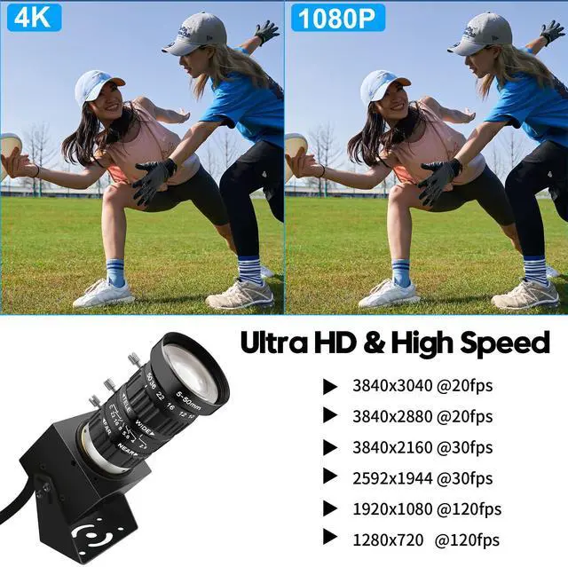 Alt view image 2 of 5 - SVPRO 12MP USB Camera with 5-50mm Telephoto Lens, 10X Optical Zoom Manual Webcam 1080P 120fps High Speed UVC Macro Camera for PC/Mac/Linux/Android (12MP Industrial-Grade Professional Variable Lens)