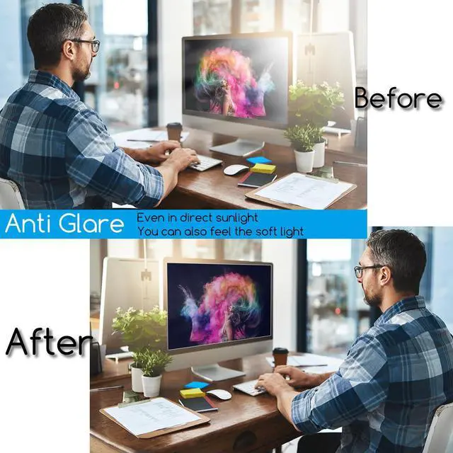 Alt view image 5 of 5 - 21.5-Inch Anti-Blue Light & Anti-Glare Screen Protector for 16:9 Widescreen Monitors | Premium Anti-Scratch, UV Blocking Filter | Reduce Eye Fatigue, Strain & Enhance Eye Protection
