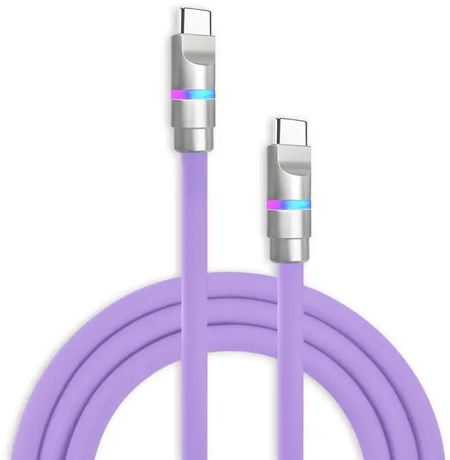 Main image of chubbycable Neon Chubby - Fast Charge Cable with Smart Light RGB Color Gradual Light Up 100W Charging Cord LED USB C Cable Compatible with iPhone 17-15 Series, Light Purple, Type-C to Type-C, 6.6 FT