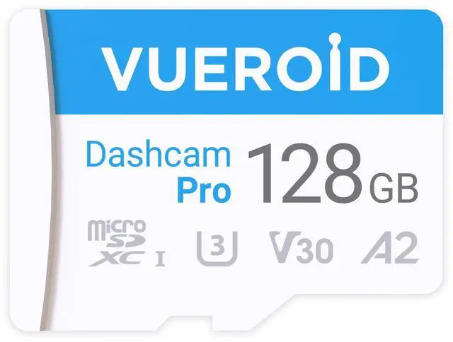 Main image of Vueroid 128GB Dashcam Pro microSD Card with Reader Adapter, C10, V30, UHS-I, Class 10, A1, High Speed Memory Card for 4K UHD Video, Read Speed up to 100 MB/s microsdxc