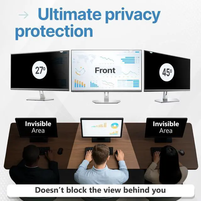 Alt view image 2 of 5 - VINTEZ 21.5 Inch 16:9 Privacy Screen for Computer Monitor and Laptop - Anti Glare Protector Film Blue Light Filter Eye Protection - Computer Screen Privacy Shield, [1 Pack]