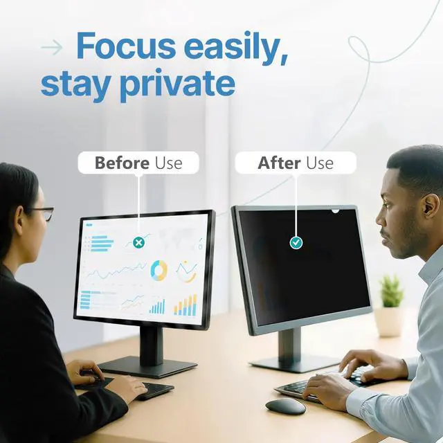 Alt view image 3 of 5 - VINTEZ 21.5 Inch 16:9 Privacy Screen for Computer Monitor and Laptop - Anti Glare Protector Film Blue Light Filter Eye Protection - Computer Screen Privacy Shield, [1 Pack]