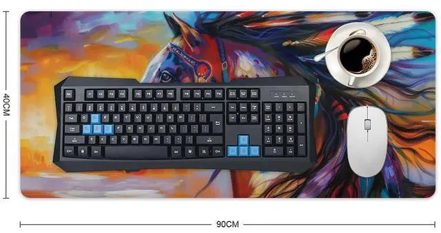 Alt view image 3 of 5 - QEOPGNE Large Mouse Pad Gaming Mousepad Exotic Gorgeous Animals Horse Elegant Colorful Desk Mat Big Mousepad Extended Keyboard Computer Pad Office Desk Organizers and Accessories 40x90cm