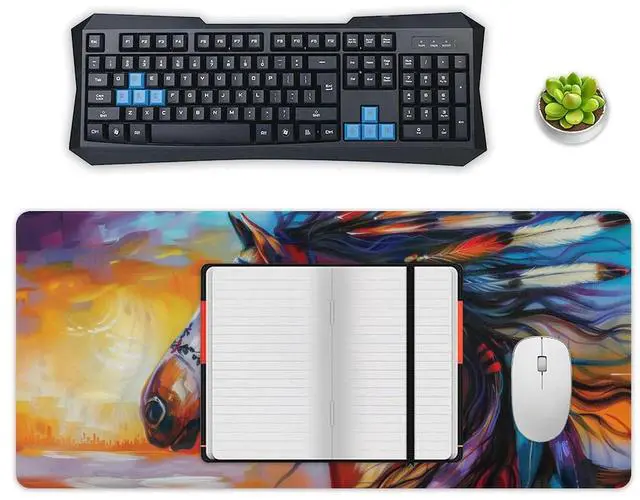 Alt view image 5 of 5 - QEOPGNE Large Mouse Pad Gaming Mousepad Exotic Gorgeous Animals Horse Elegant Colorful Desk Mat Big Mousepad Extended Keyboard Computer Pad Office Desk Organizers and Accessories 40x90cm