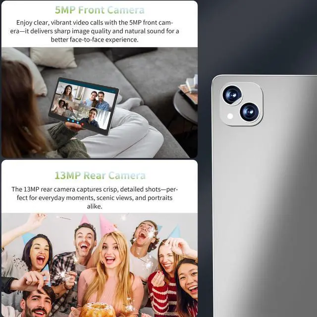 Alt view image 5 of 5 - 11 inch Android 15 Tablet, 20GB RAM 128GB ROM , 2TB Expand, 2.4G&5G WiFi+Cellular, Octa-Core, 8000mAh, 5MP+13MP Dual Camera,T-Mobile SIM Card Support, Tableta with Keyboard , Case, Mouse, Stylus