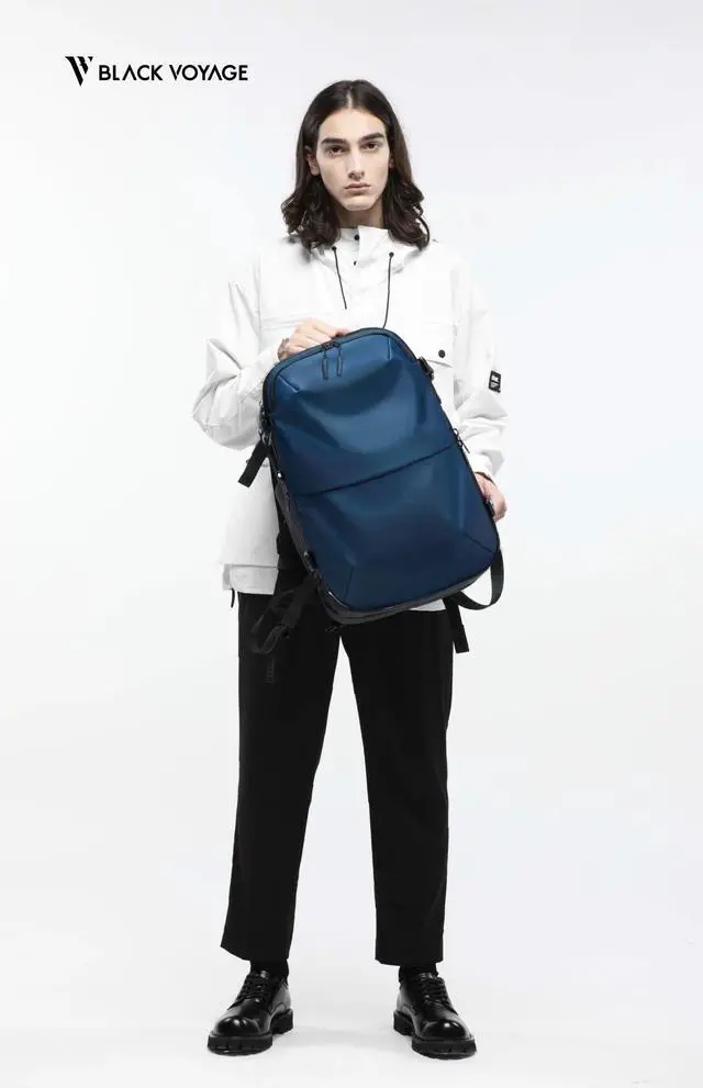 Alt view image 2 of 4 - Vortex Vacuum Seal Travel Backpack 60L Expandable Air Compression System Water Resistant TSA Lock Carry-On Suitcase Luggage Blue AERO OG - Air Pump Included