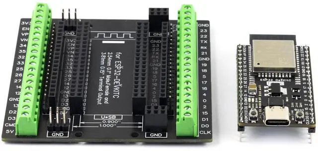 Alt view image 4 of 4 - whiteeeen for ESP32 Super Breakout Board 38Pin 3.81mm / 0.15" Terminal GPIO Expansion Board and Development Board for ESP32-DevKitC ESP-WROOM-32