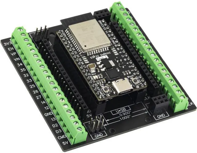 Alt view image 3 of 4 - whiteeeen for ESP32 Super Breakout Board 38Pin 3.81mm / 0.15" Terminal GPIO Expansion Board and Development Board for ESP32-DevKitC ESP-WROOM-32