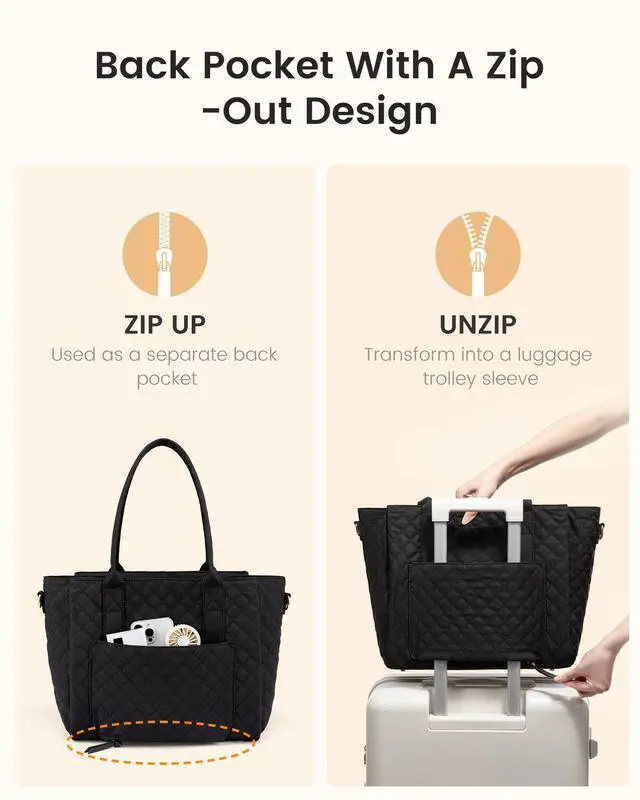 Alt view image 5 of 5 - LOVEVOOK Teacher Tote Bag for Women, Quilted Work Tote Nurse Laptop Bag, Large Computer Shoulder Bags with Zipper for Travel