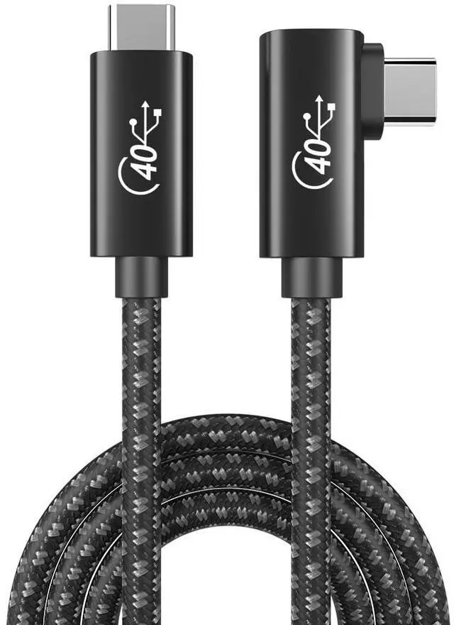 Main image of USB4 C to C Cable Right-Angled - 3.29 ft 100W Fast Charging & Data Transfer Cable  Thunderbolt 4 Compatible, 40Gbps, 8K Display, Durable Nylon Braided Cord for MacBook, Samsung, Dell, and More