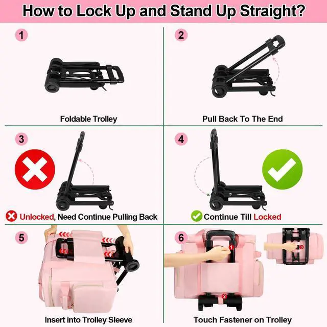 Alt view image 2 of 5 - SIYNPAV Rolling Teacher Bag with Accordion File Organizer, USB Port& 15.6 Inch Laptop Compartment, Wheeled Teacher Tote Bag with Detachable Trolley for Teaching& Office Supplies Storage (Pink)