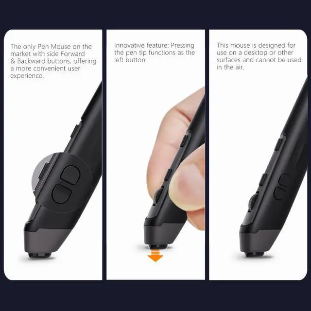 Alt view image 3 of 5 - Plima Patent, Intuitive Pen-tip Press-Down Function Equivalent to The Left Mouse Button,Pocket Ergonomic 2.4G Wireless Pen Mouse 2.0 Vertical Mice, Supports Windows, Android, Linux, Mac OS(Drak Grey)