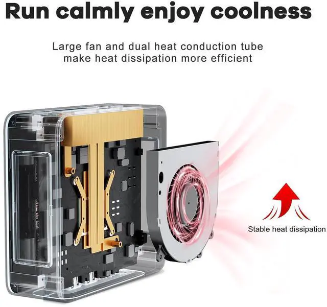 Alt view image 3 of 5 - Beelink SER5 Mini PC, AMD Ryzen 5 5500U(up to 4.0GHz) 6C/12T, Mini Computer 32GB DDR4 RAM 500GB NVMe SSD, Mini Desktop Computer 4K@60Hz Dual Display HDMI&DP WiFi6/BT5.2/WOL/HTPC/W-11 Pro