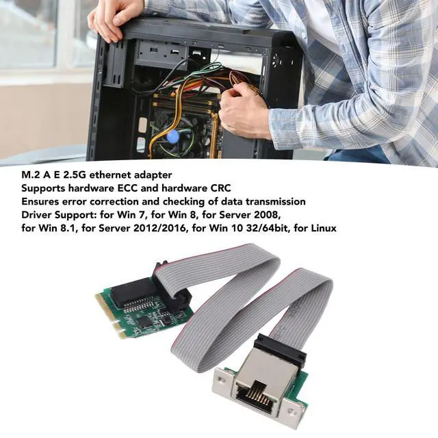 Alt view image 4 of 5 - Gigabit M.2 M Key Ethernet Network Expansion Card, Single Port 2.5G M.2 A E Server NIC, RTL8111H Industrial Control Equipment Network Card, Straight Pin